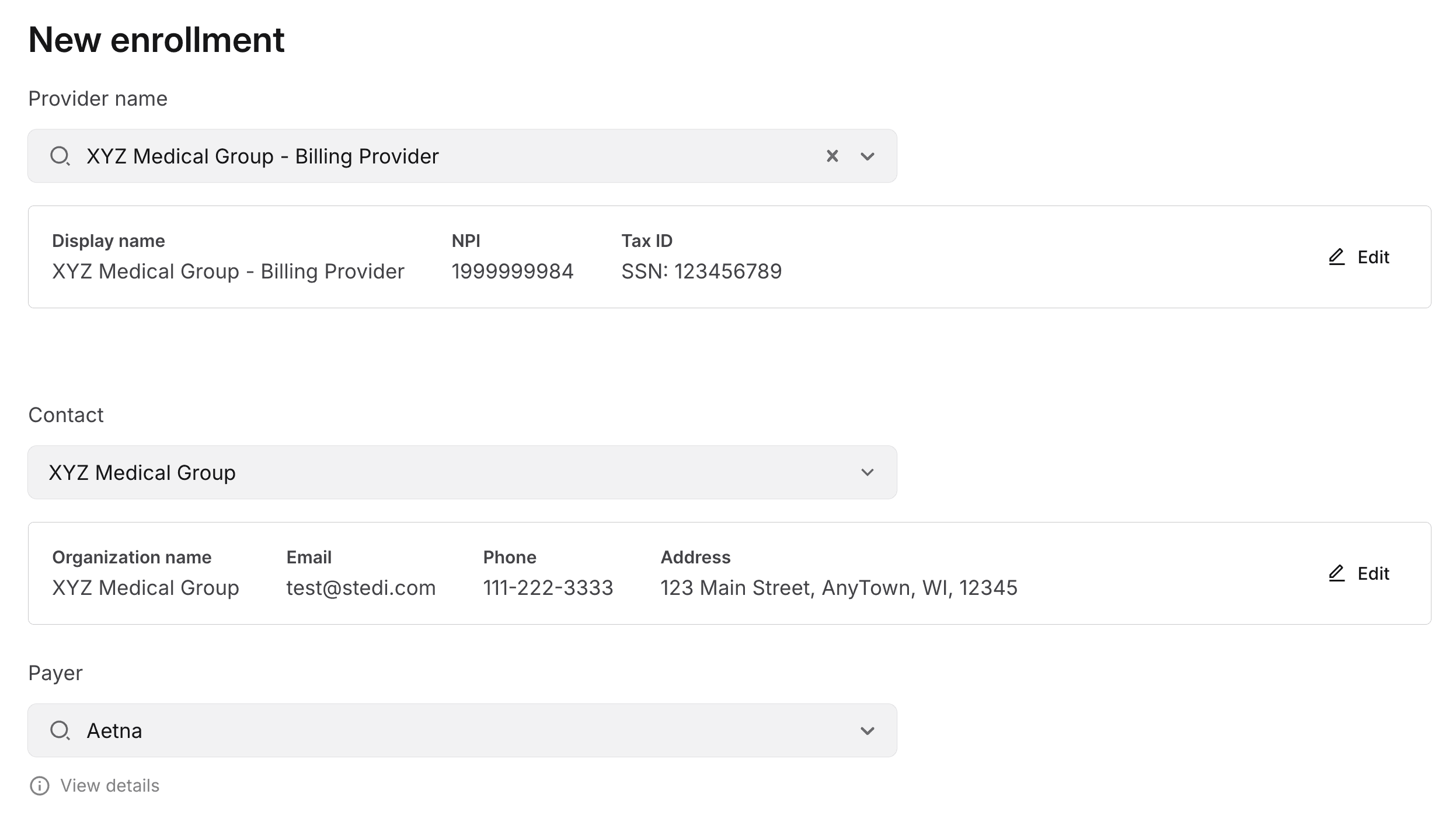 New enrollment request