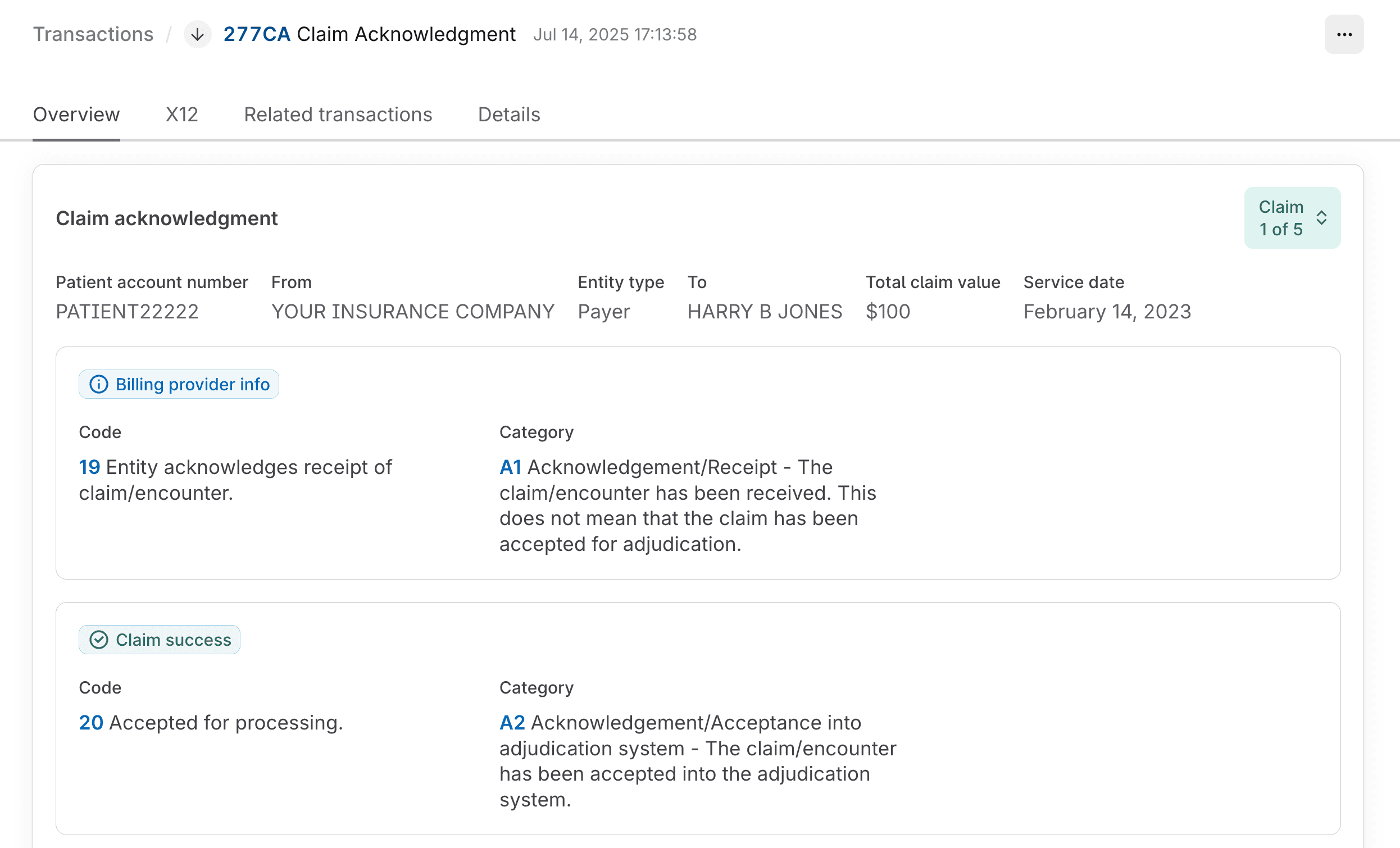 277CA example transaction overview
