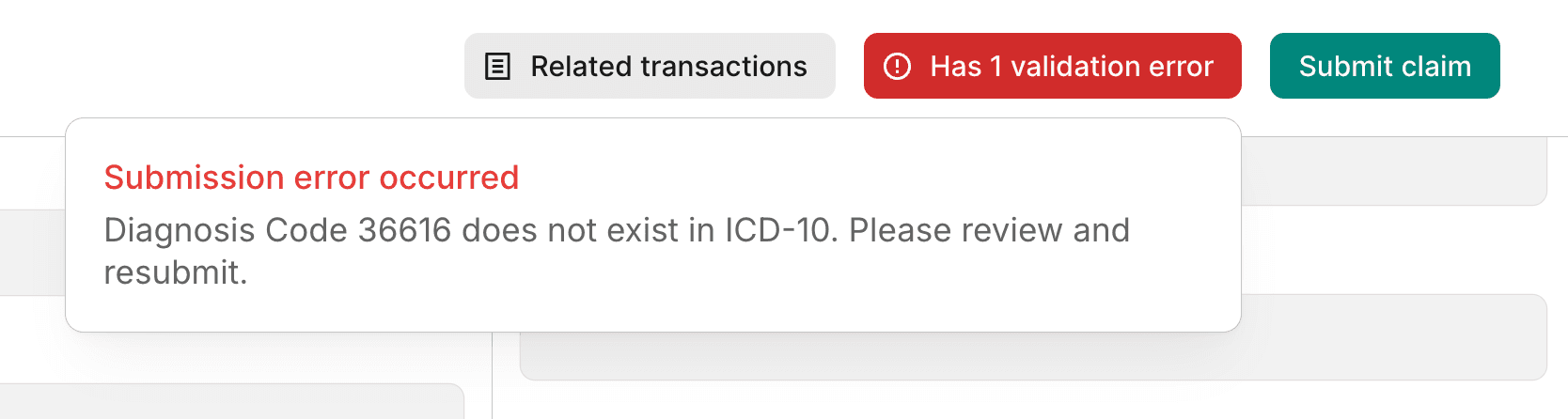 Claim edit validation failure