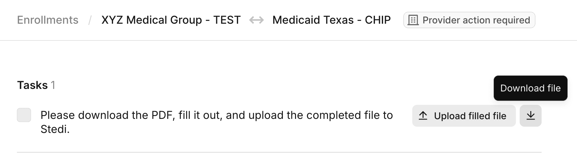 Enrollment task PDF upload