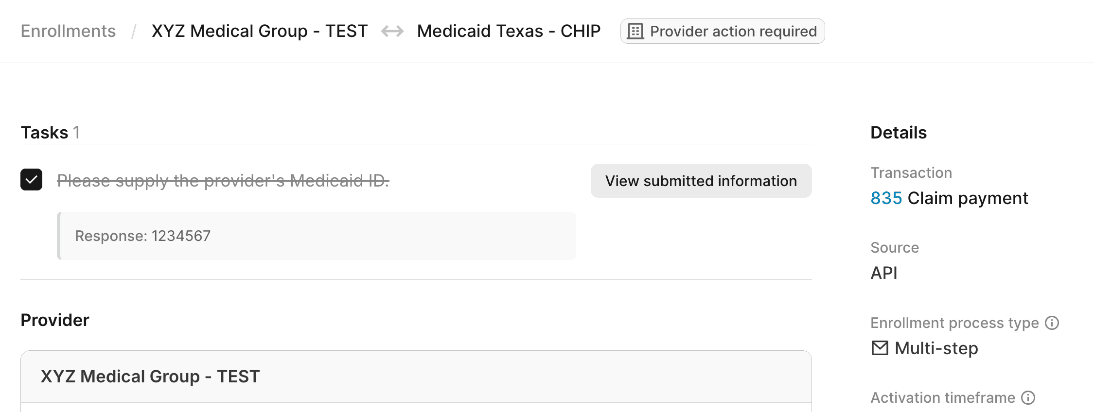 Complete enrollment task