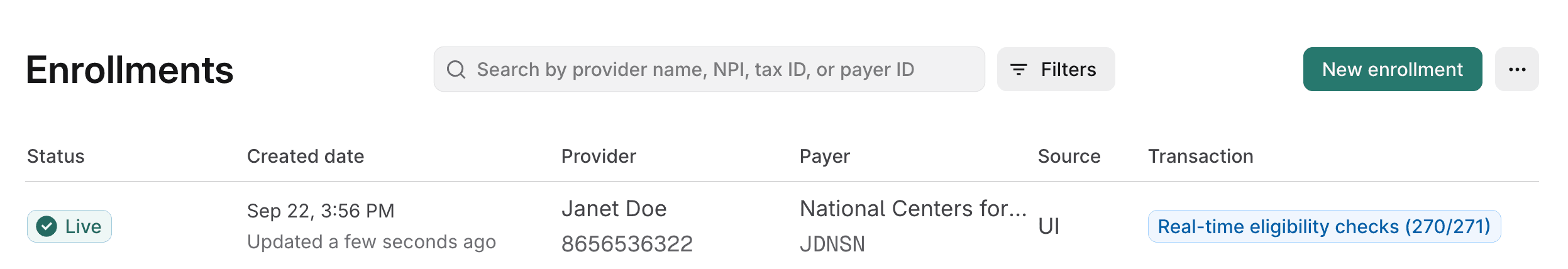 Enrollment status LIVE