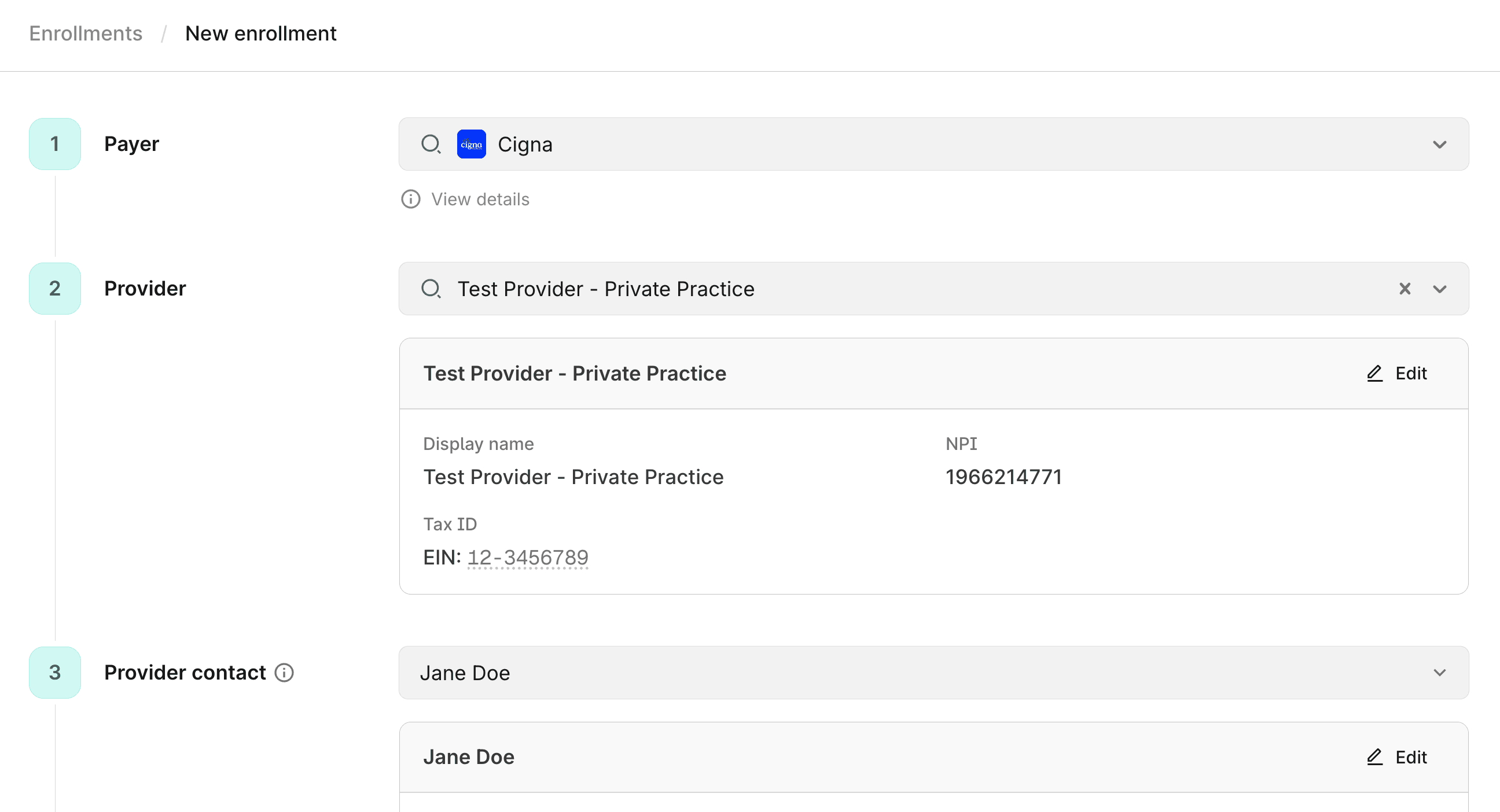 New enrollment request
