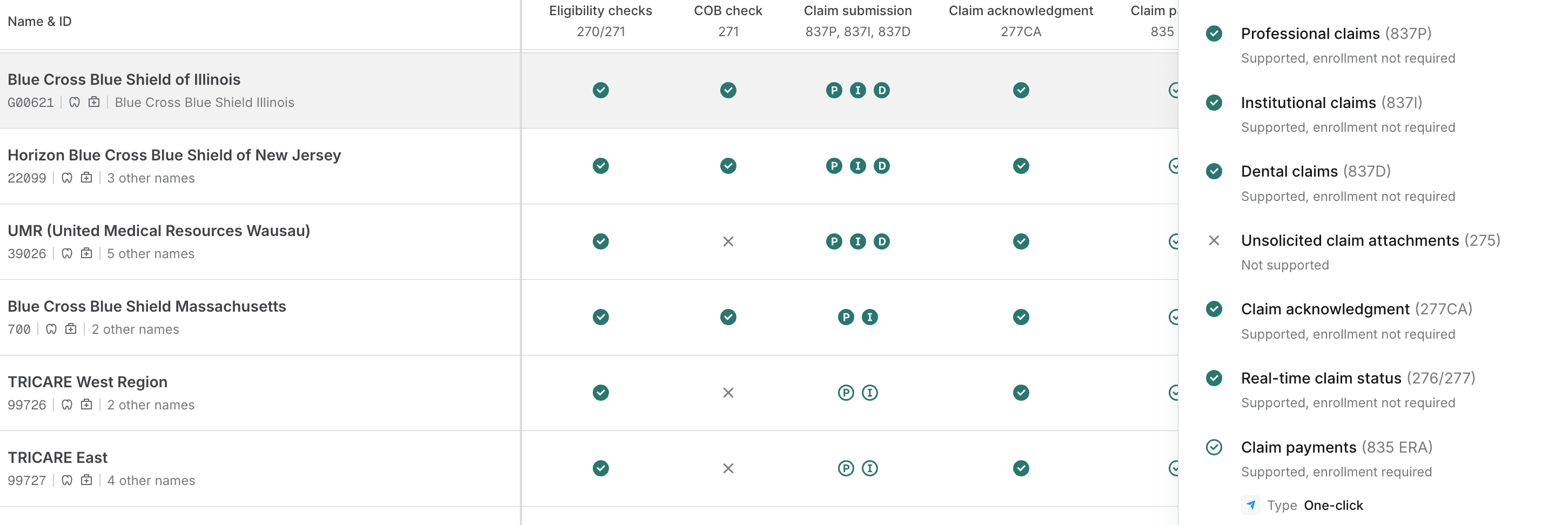Payer Network - one-click enrollment