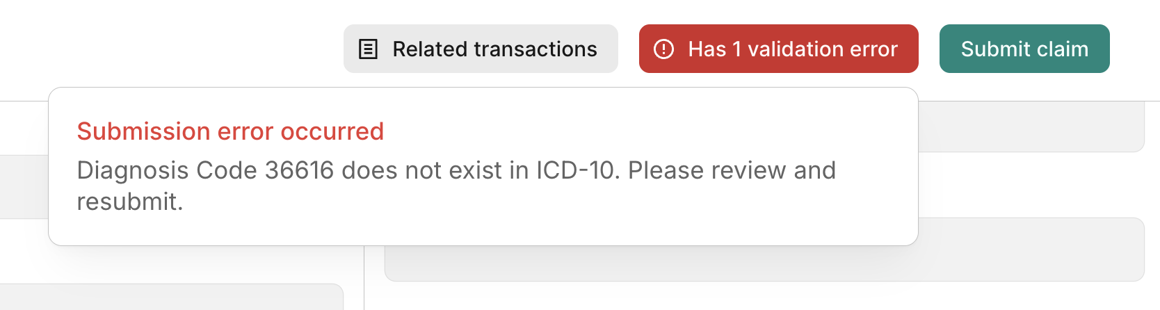Claim edit validation failure