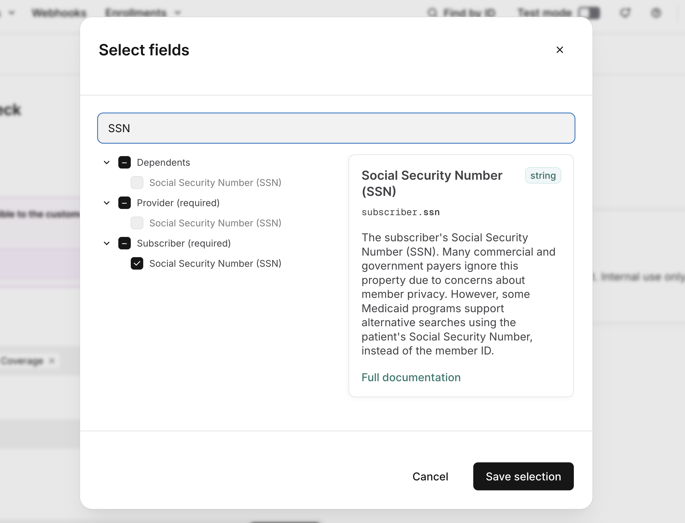 Select SSN field