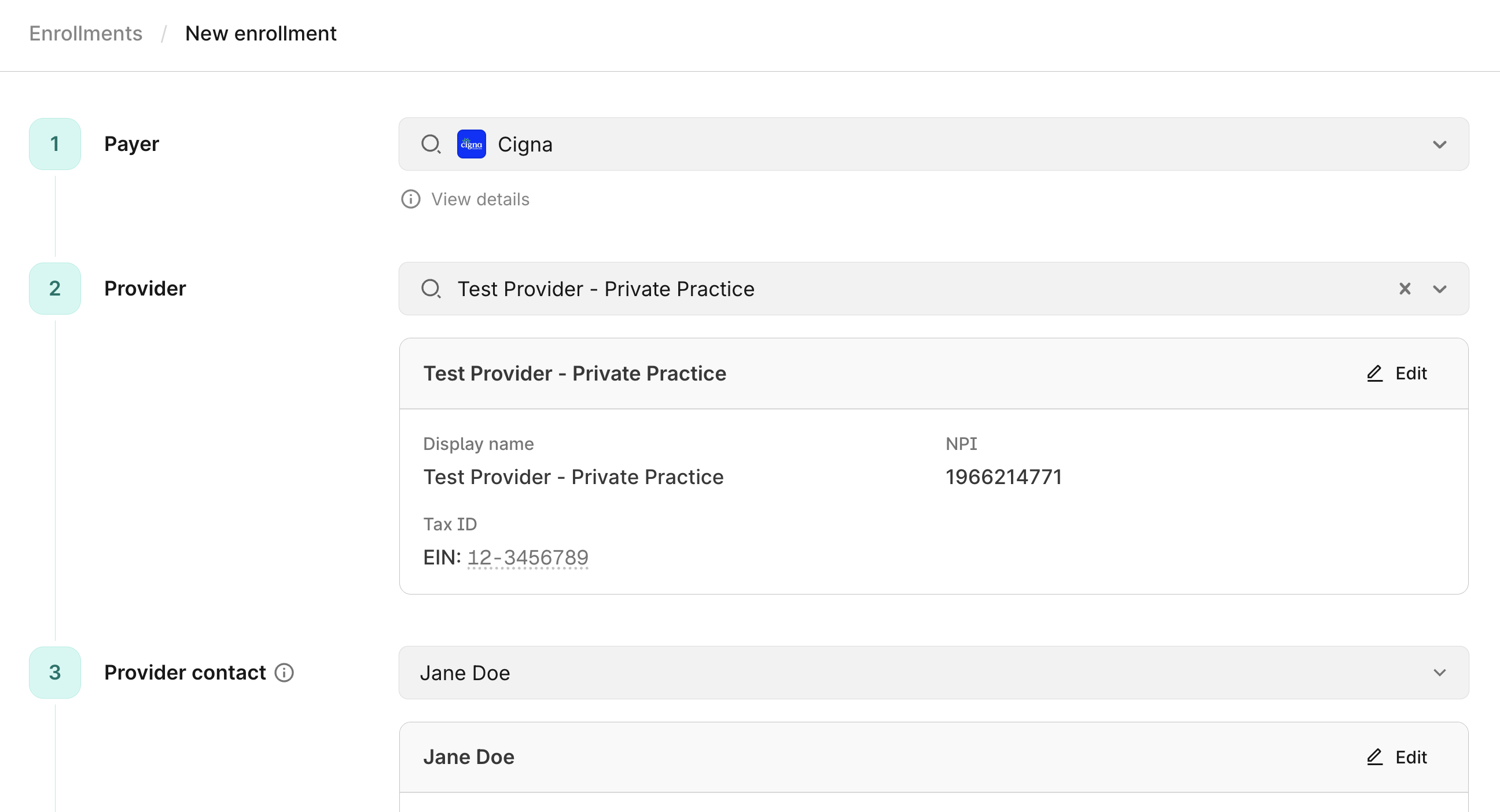 New enrollment request