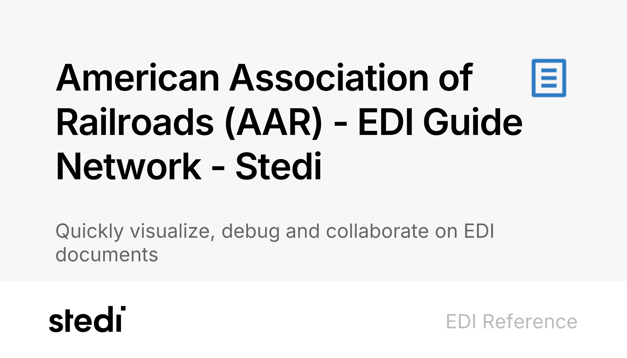 American Association of Railroads (AAR) Guides - Stedi EDI Network