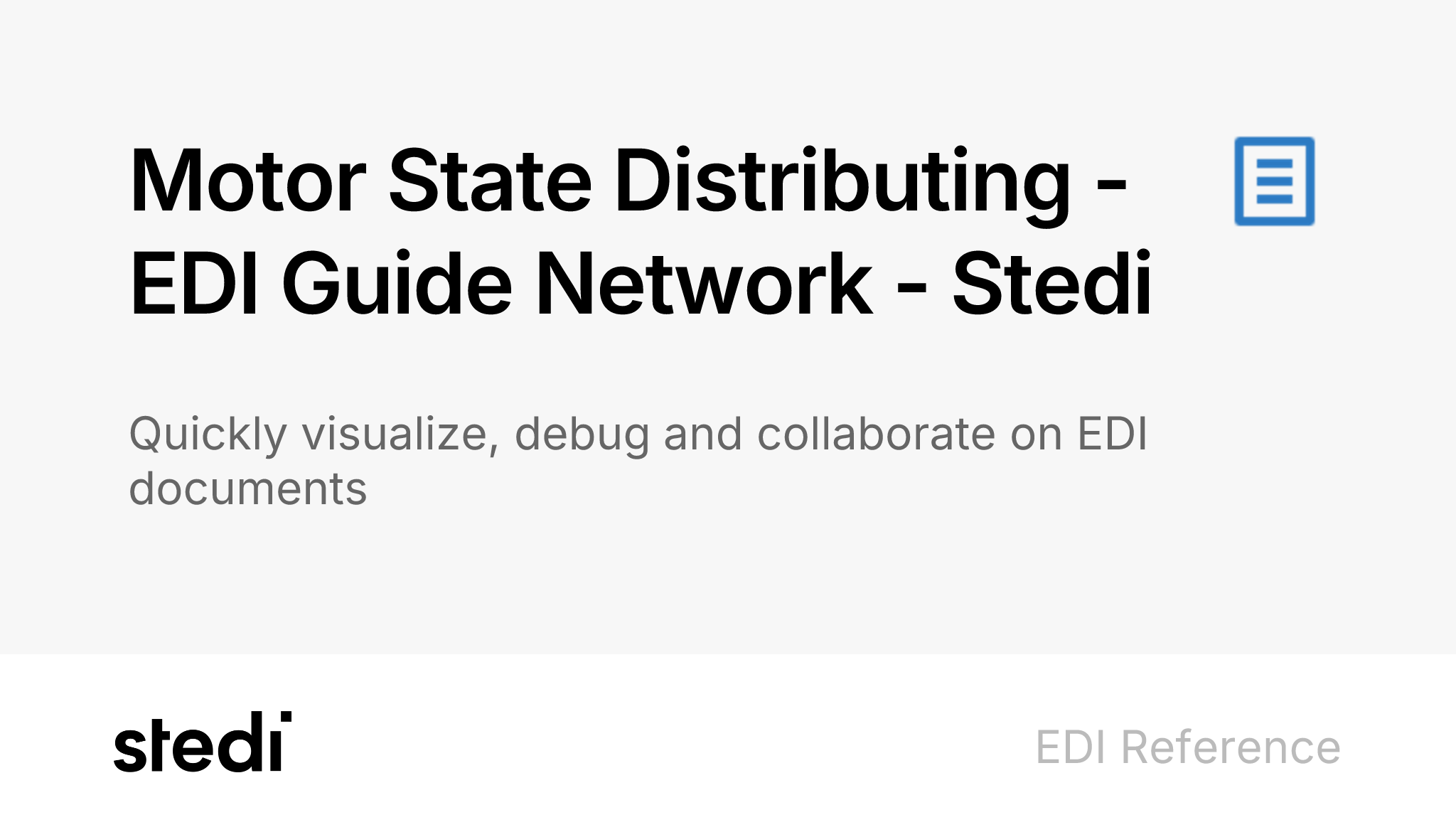 Motor State Distributing Guides Stedi EDI Network