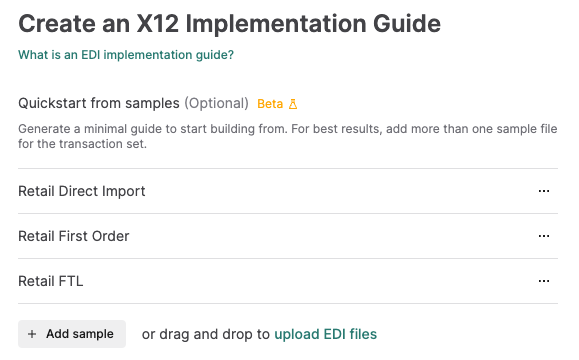 Quickstart from EDI samples