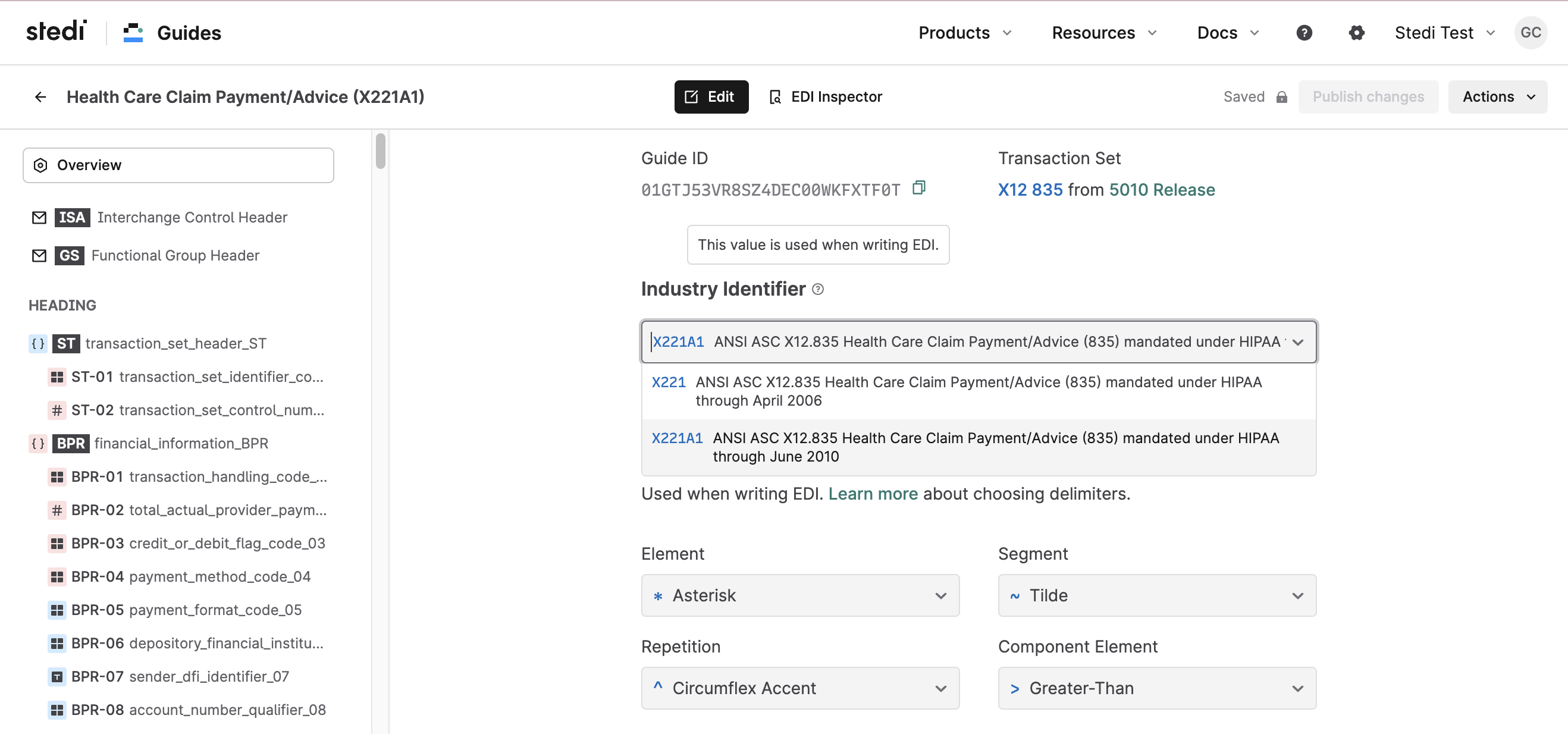 Delimiter Option in Stedi Guides