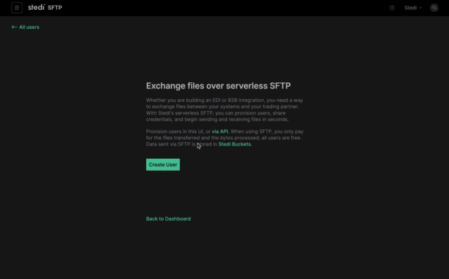Creating new user via SFTP UI