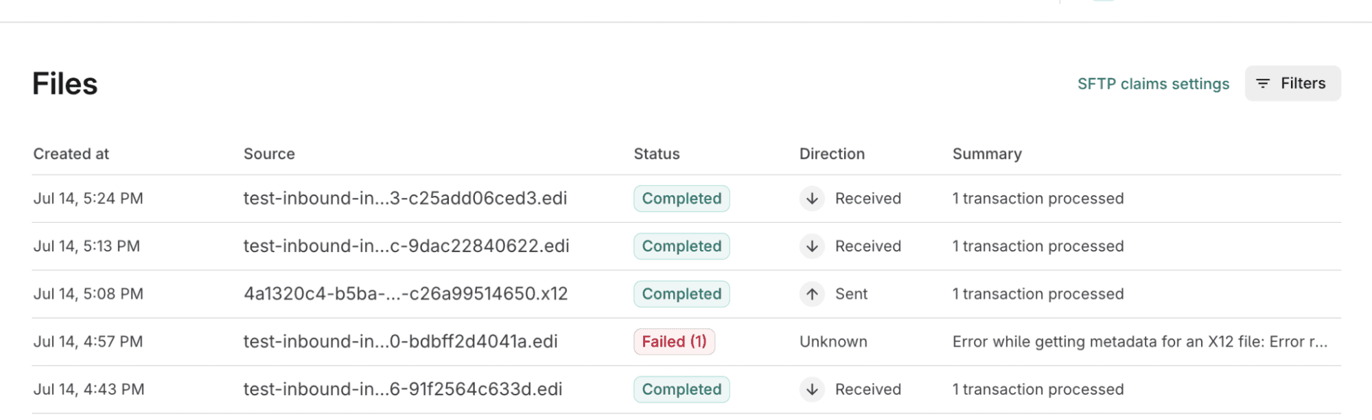 Files page