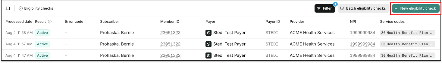 New eligibility check option on a failed eligibility check