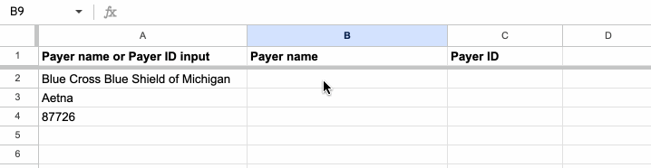 Google Sheets example
