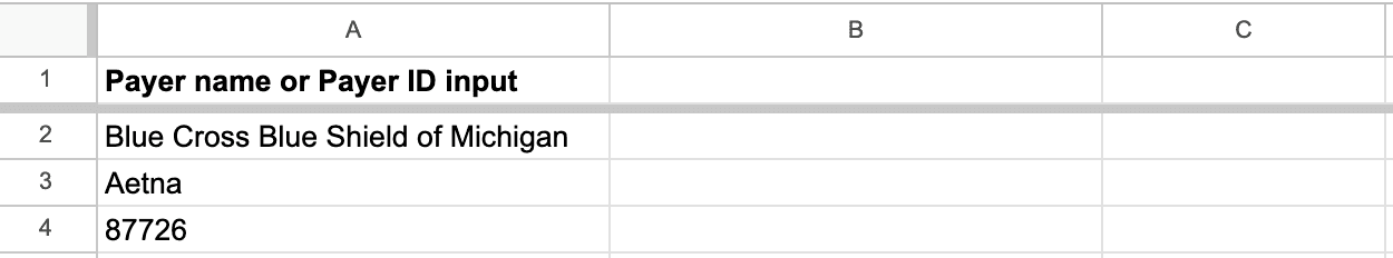 Google Sheets example