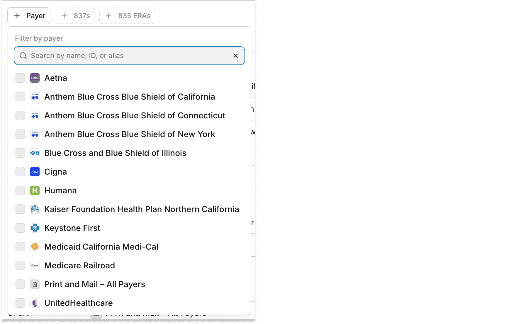 Filter payers in My Payers view