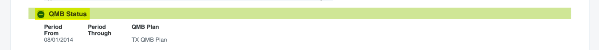 Qualified Medicare Beneficiary (QMB) Status information in a CWF example