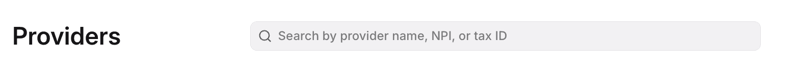 Providers page search