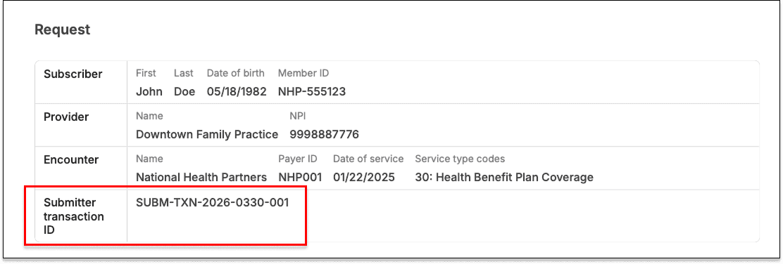 Submitter transaction IDs in eligibility PDFs
