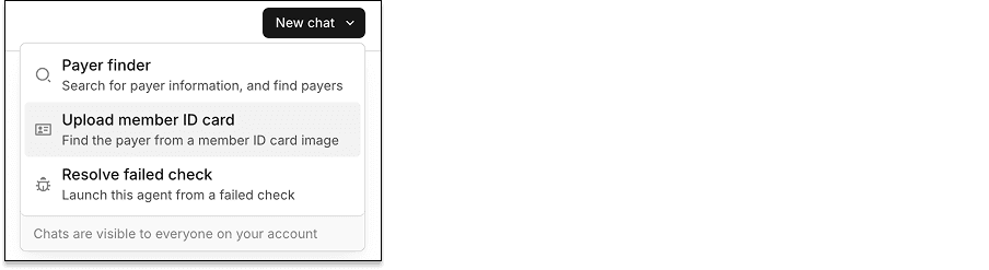 New chat menu with the Upload member ID card option
